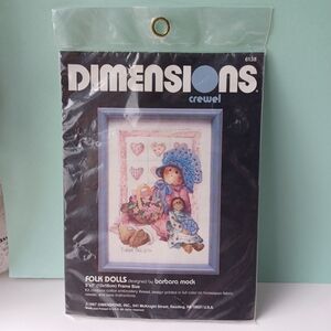 NEW/SEALED VINTAGE 1987 DIMENSIONS CREWEL KIT FOLK DOLLS 6138 5"x7" MADE IN USA
